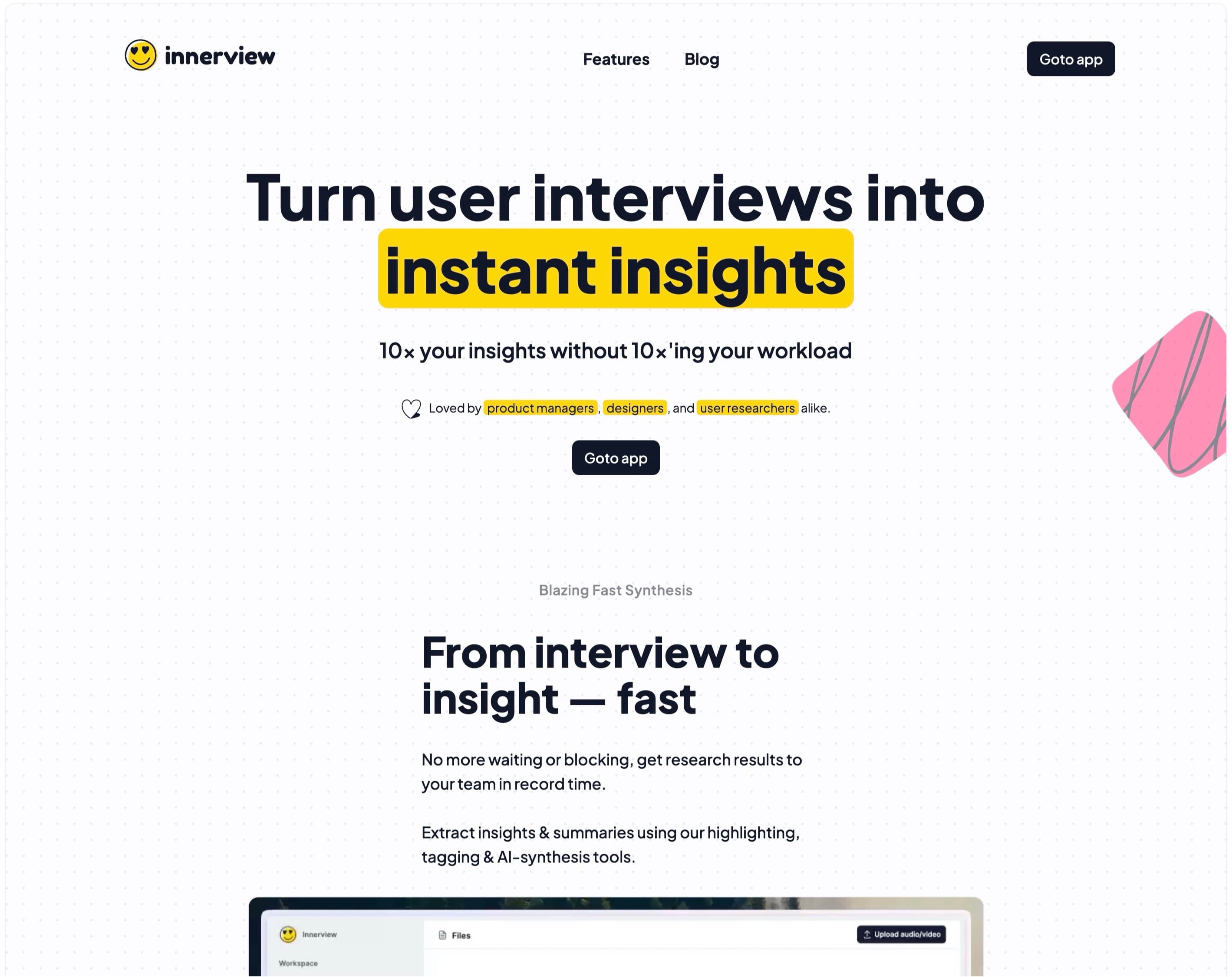 Innerview landing page